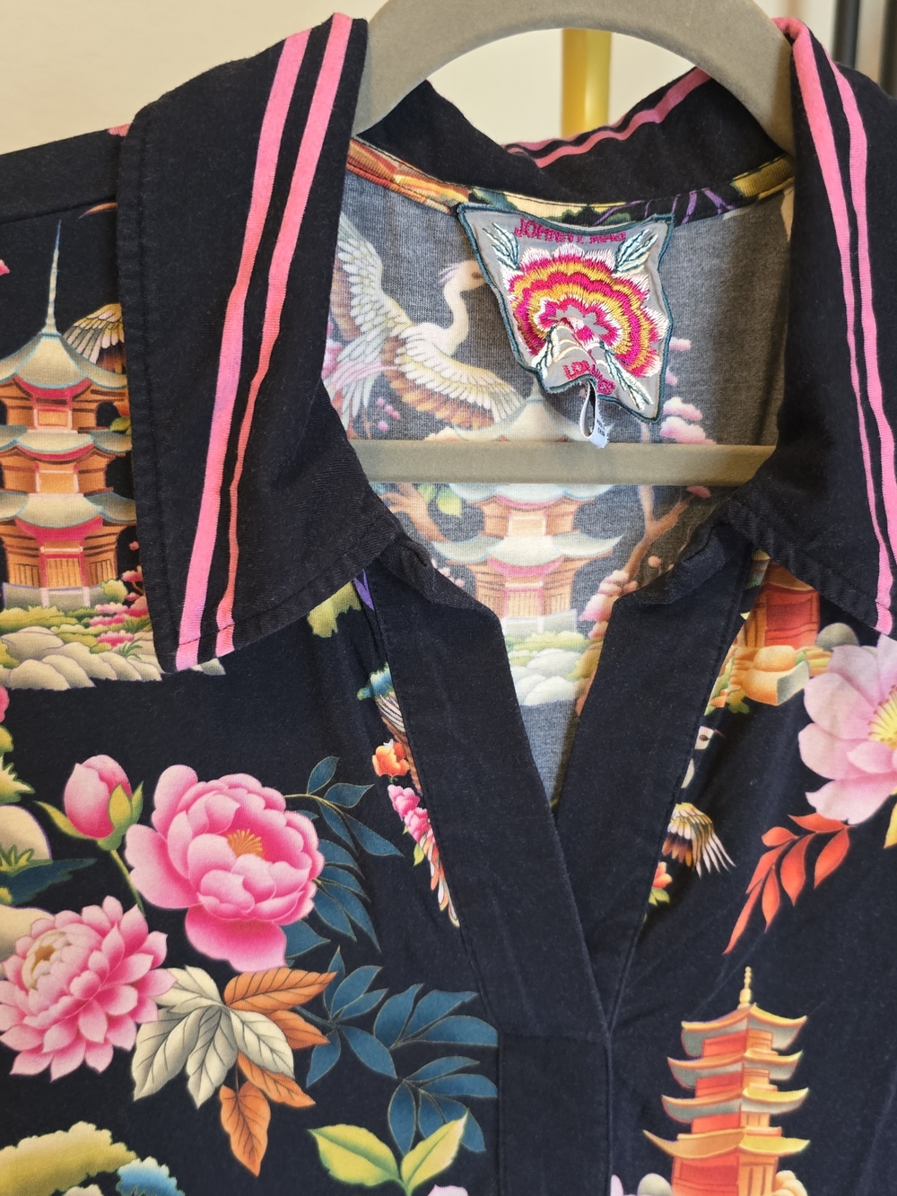 Floral Pagoda Print Tunic Top - Janie Favorite LS Tee - Picture 3 of 8